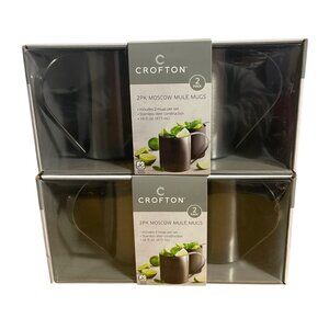 Crofton Moscow Mule Mugs Stainless Steel 16 Oz Set of 4